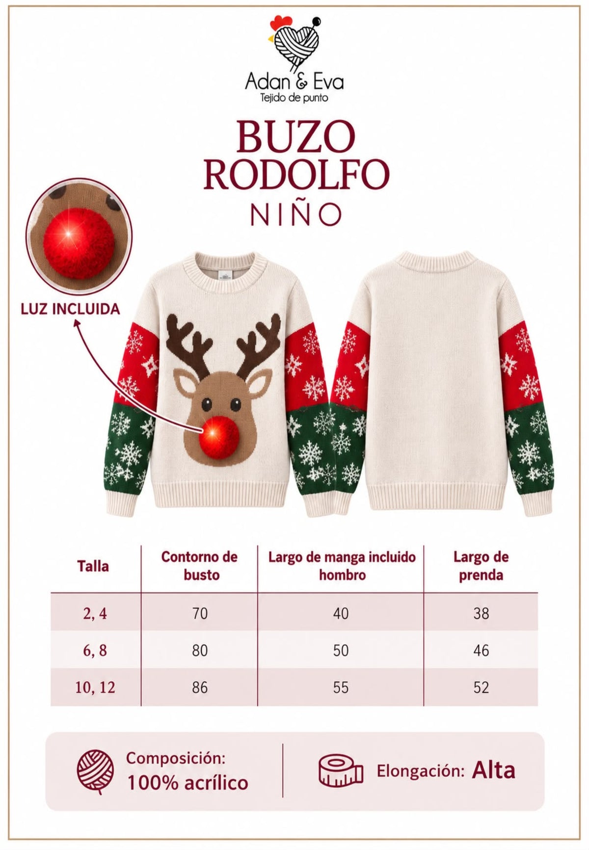 BUZO NAVIDEÑO RODOLFO ALUMBRADO KIDS